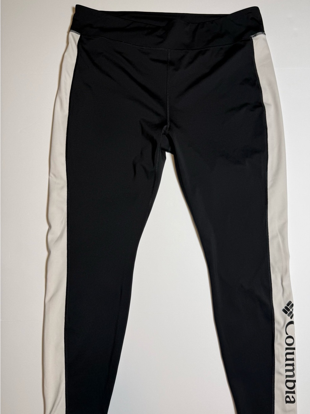 Columbia Women's Black/White Colorblock Pull-On Running Leggings Size Plus 2X